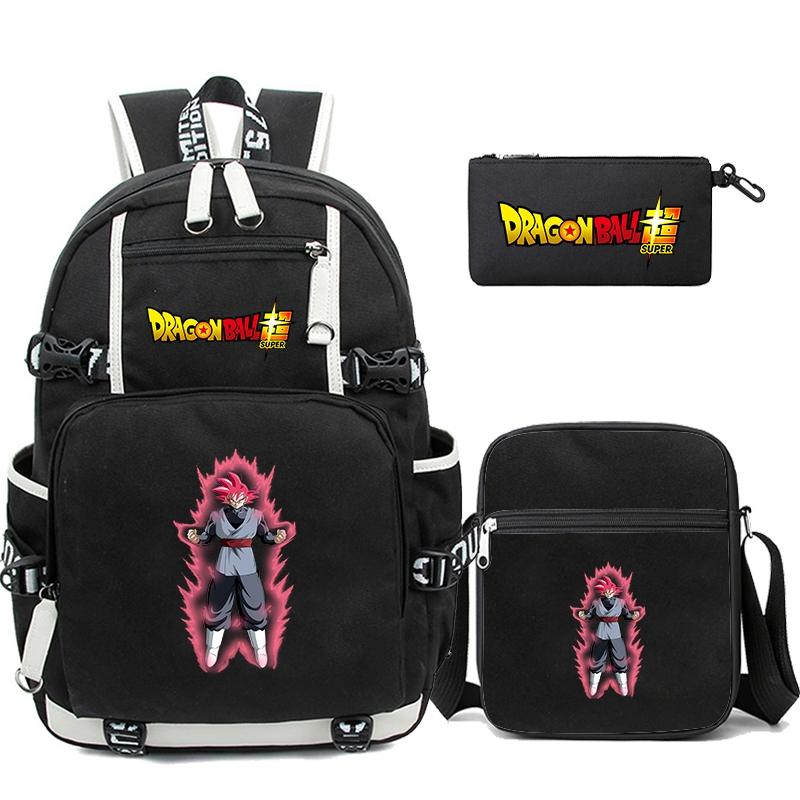 3Pcs/set Anime Dragon Ball Laptop Backpack Unisex Bagpack with Lunch Handbag for Girl Boy Teenager Schoolbag Men Women Leisure Bag Rucksack Mochila