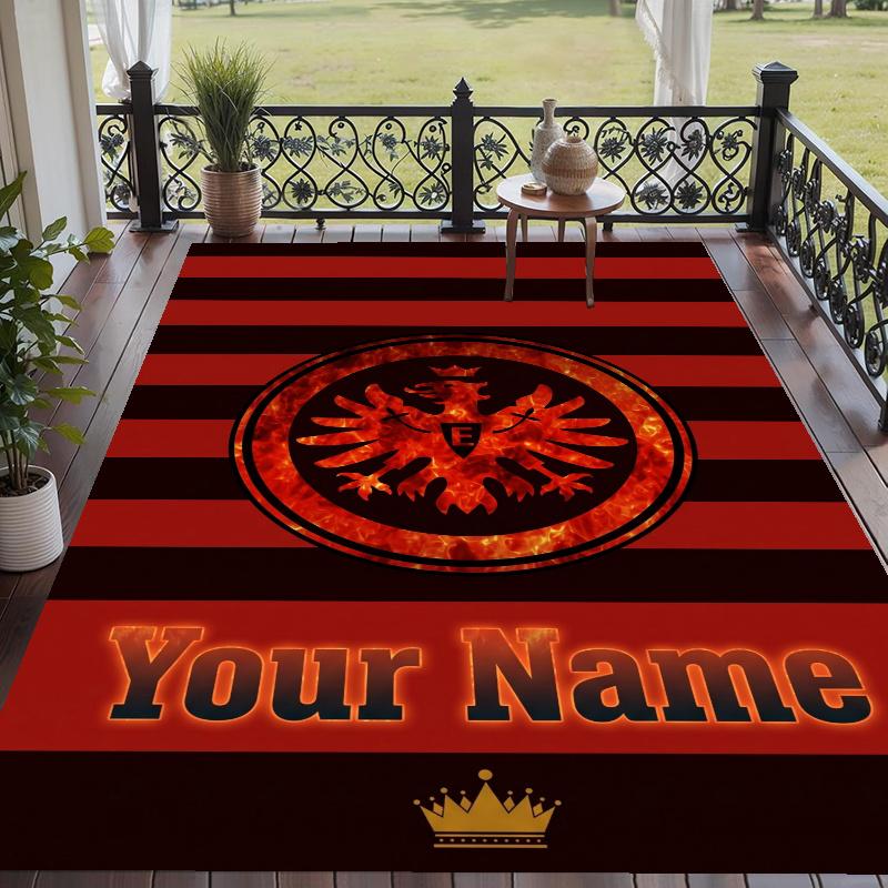 Custom Name Eintracht Frankfurt Crystal Velvet Floor Rug Personalized Text Soft Carpet Home Decor
