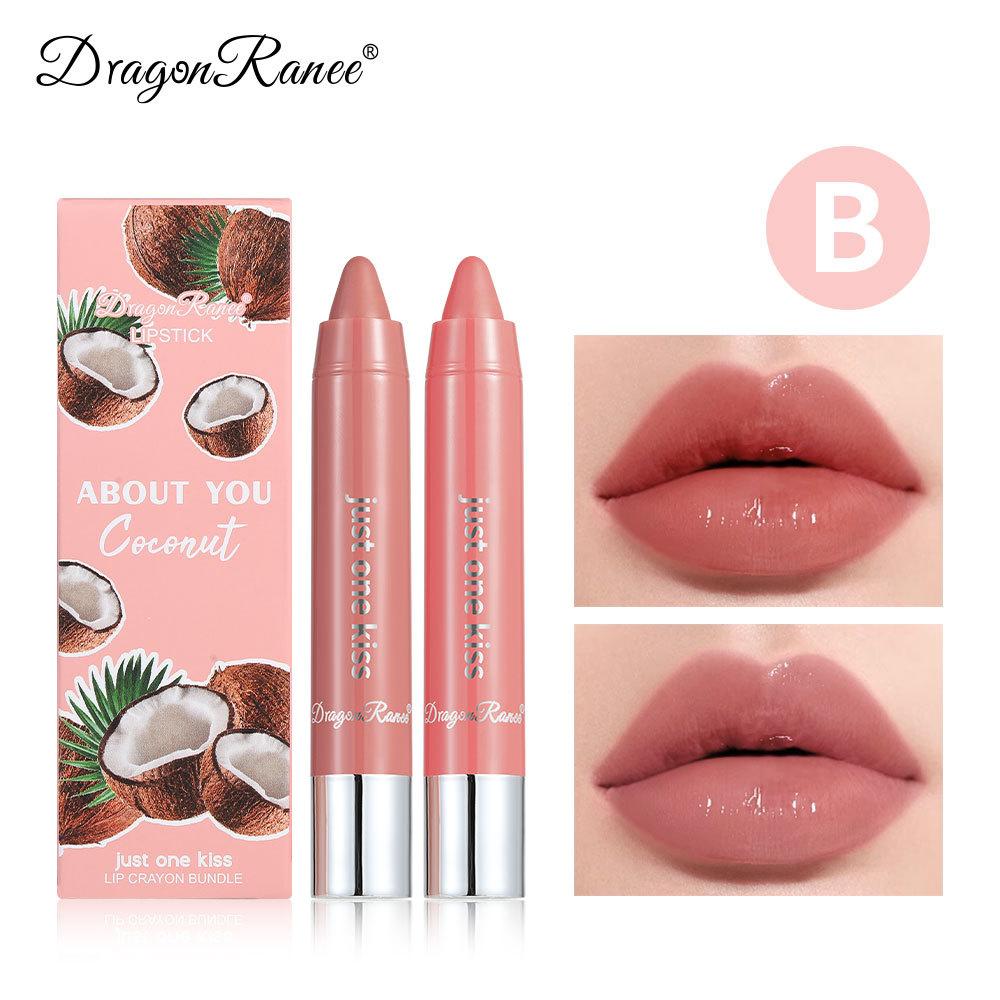 Moisturizing Lipstick Crayon Lipstick Pen Combination Lip Liner Lipstick Pen Solid Fruit Lip Gloss 2-pack Set