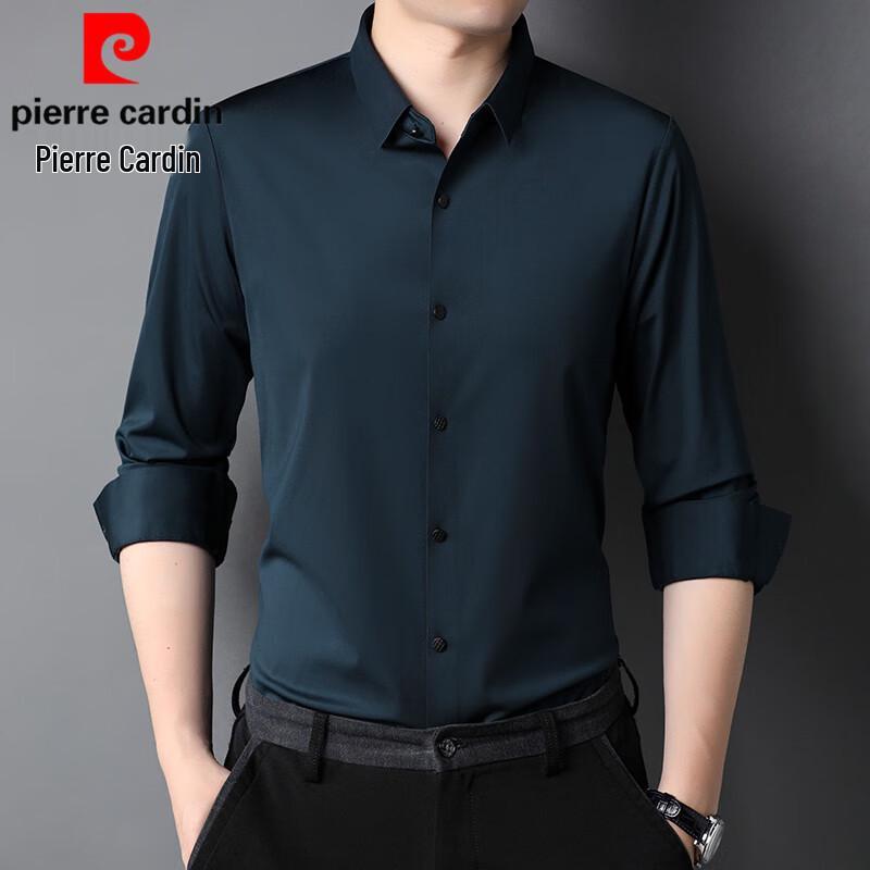 Pierre Cardin Мужская деловая рубашка с длинным рукавом, не мнущаяся