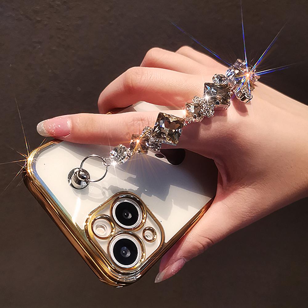 Crystal Bracelet High Glitter Gem Transparency Phone Case For Iphone 14 13 12 11 Pro Max X Xr 7 8 Plussamsung S22 S23 Ultra S21 Plus Protector Cover