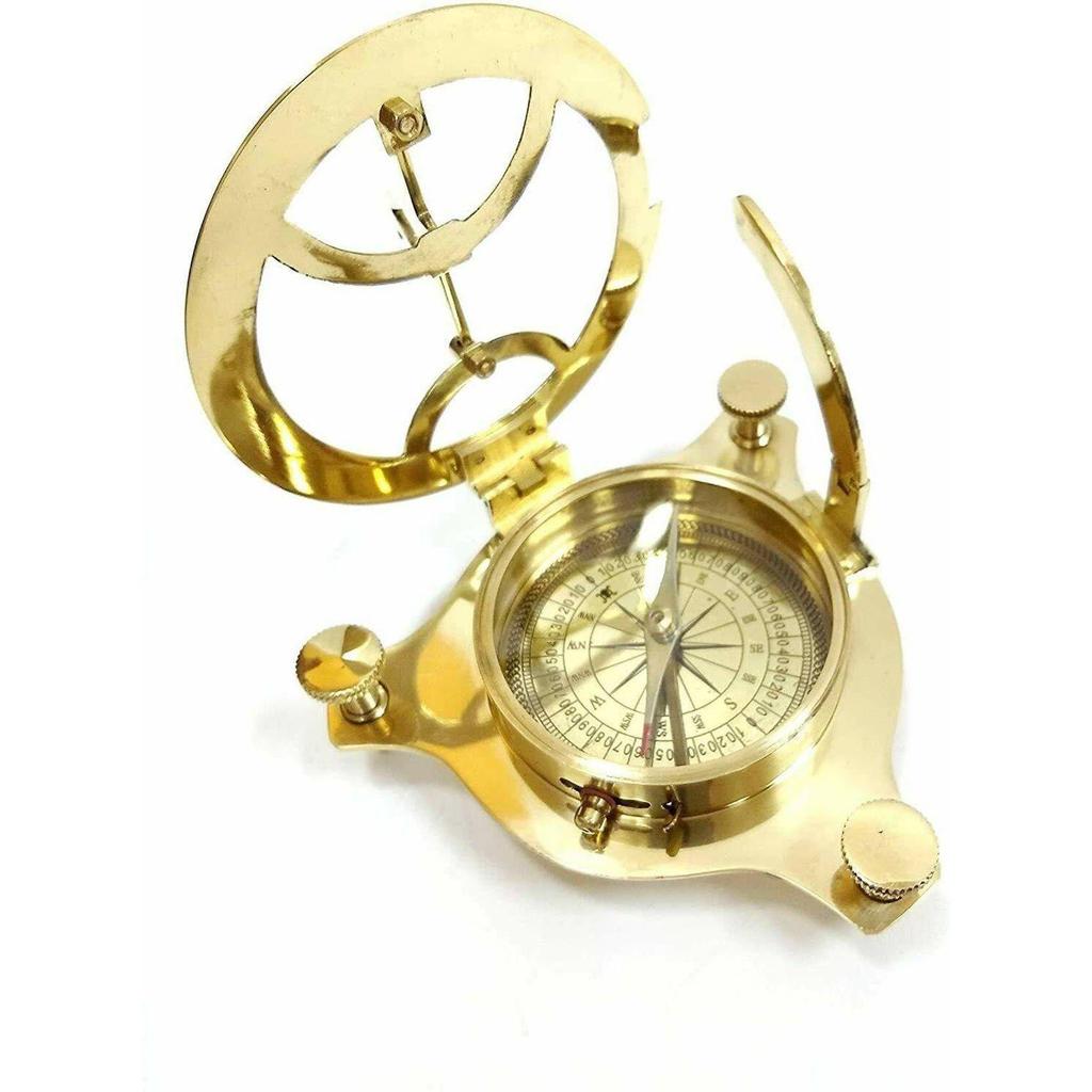 3 Inch Brass Golden Sundial Compass. Sun Clock Brass Golden Compass  (Gold)