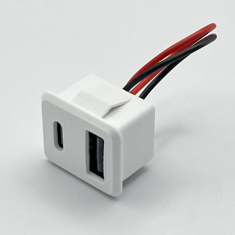 Двухслойная розетка питания USB и Type-C со стабильной передачей тока для нескольких устройств, компактная