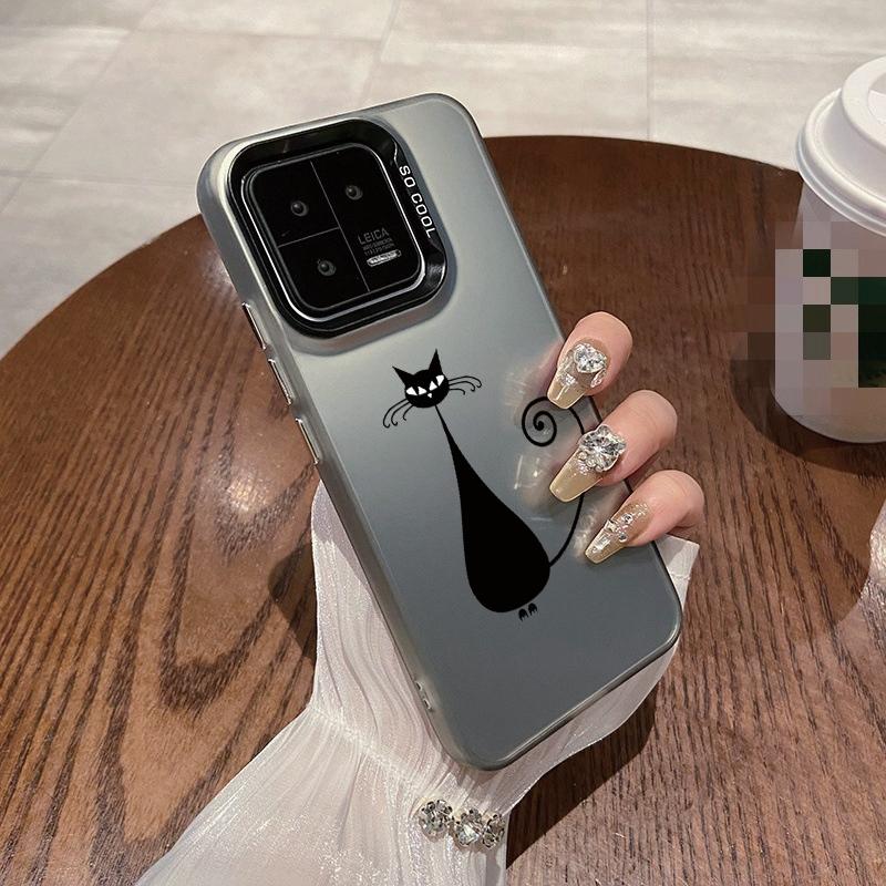 Парный черный чехол для кота для iPhone 16 Samsung A55 A35 M35 S24 Xiaomi Redmi Note 13 Pro 14C Huawei Honor 200 противоударный чехол-бампер для телефона с защитой от царапин