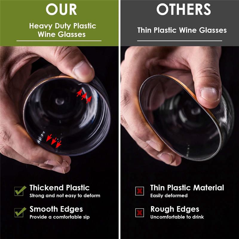 AD23-20 PCS Disposable Stemless Wine Glasses Plastic Wine Cups Clear Drinking Glasses For Party