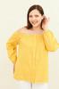Женская блузка большого размера Желтая блузка с эластичным тканым воротником
