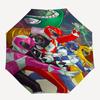 Power Rangers, Team Themed Automatic Opening and Closing Umbrella, Compact Travel Umbrella, Lightweight and Portable, Suitable for Beach Com