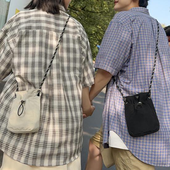 Crossbody Bag with Drawstring Casual Shoulder Bag Small Square Sling Bag Crossbody Mobile Phone Bag for Travel Shopping