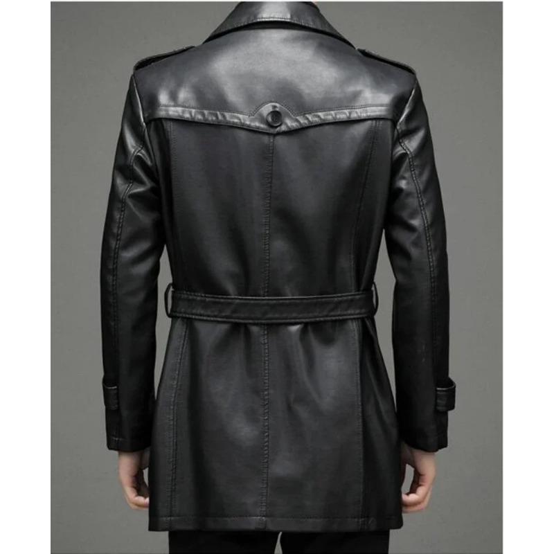 Осенне-зимнее пальто из натуральной кожи, мужская одежда, зимняя новая толстая теплая куртка из овчины, повседневный мужской плащ большого размера