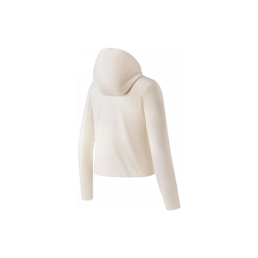 Li Ning Running Series однотонная толстовка с капюшоном и длинными рукавами с логотипом женские топы цвета слоновой кости ATLT004-2