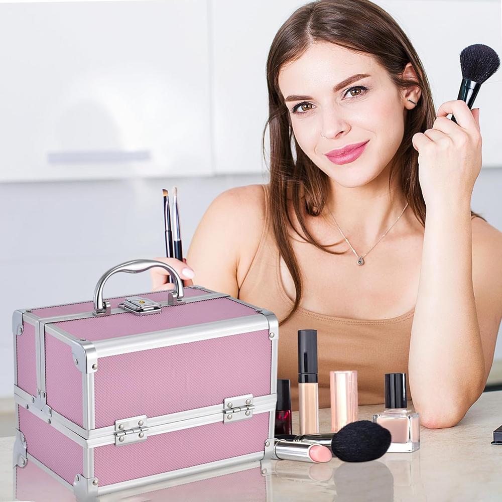 Портативный 3-ярусный косметический кейс с зеркалом и замком, выдвижной органайзер для косметики для путешествий, идеально подходит для косметологов