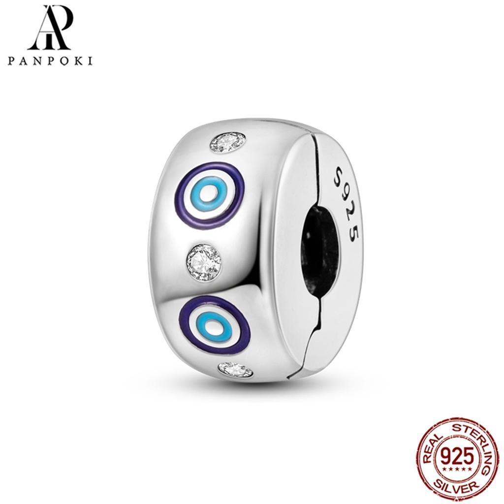 PANPOKI SS925 Sterling Silver Fixed Clip Stopper Beads Fit Bracelets Necklace NEW Luxury Women Gift DIY Jewelry Making