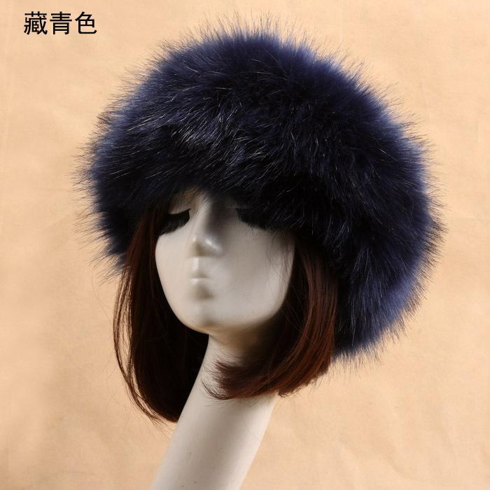 Autumn and winter imitation fur thickened hat, no empty top hat, warm hat ring, headgear, women's made fox fur brimless hat