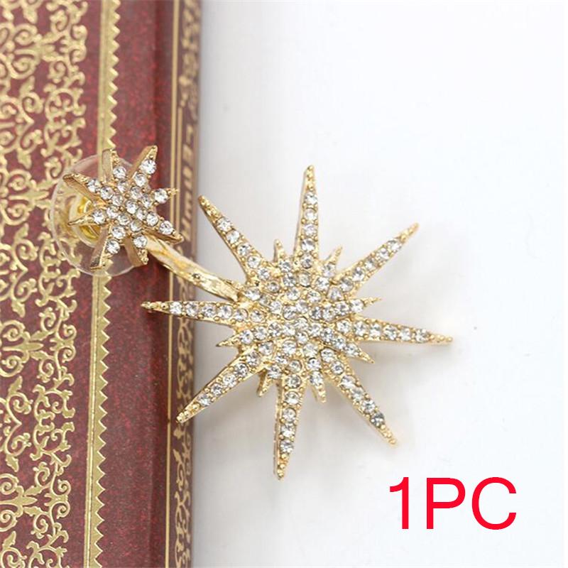 Full Rhinestones Diamond Crystal Stars Snow Hanging Punk Style Stylish Modern Luxury Stud Earring Women Jewelry