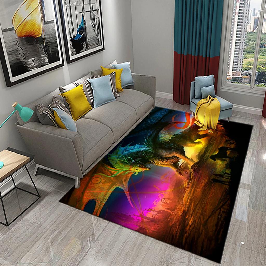 Dragon Animal Carpet for Living Room Bedroom Bathroom Soft Non-slip Mat Carpets Creative Fashion Door Large Mat Bath Mats Gifts