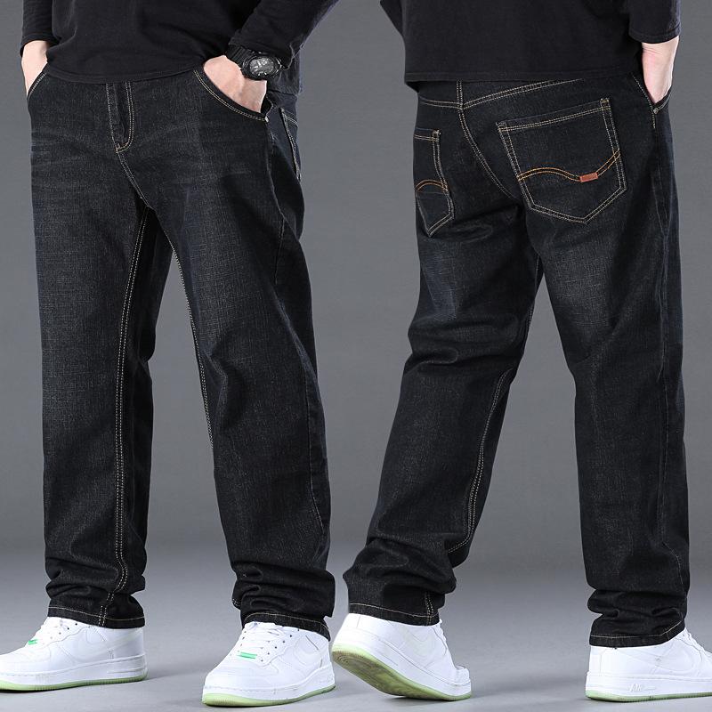 Jeans Men's Plus Size Men's Fat and Wide Leg Pants Straight Leg High Stretch Men's Pants