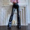 Women's New Winter Style High-waisted Light-sensing PU Leather Pants Trousers Black Glossy Flared Trousers Women's Pants