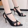 Purple High Heels Women 2024 Summer Fashion Women's Slingback Sandals Sexy Thin Heel Dress Shoes Plus Size Lady Party High Heels