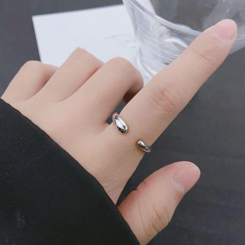 Кольцо из нержавеющей стали в форме воды, однотонные кольца для указательных пальцев, простое металлическое открывающееся кольцо, ежедневное
