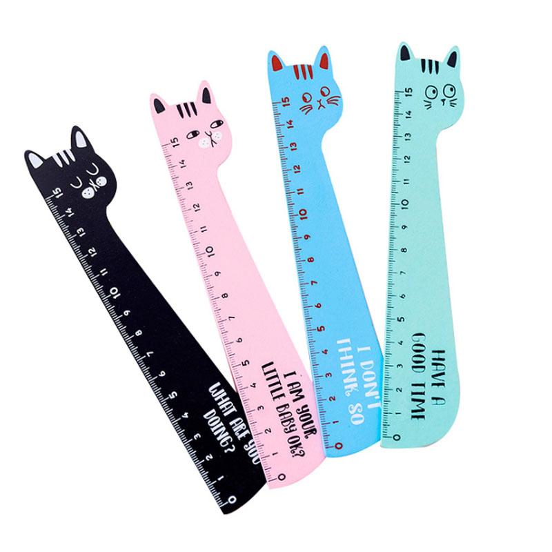 15CM Kawaii Cat Rulers Cute Wooden Rulers for Children Girls Gift School Office Supplies Measure Tools Stationery