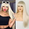 Fashion Long Straight Wig with Bangs Synthetic Wig for Women(Color:black)