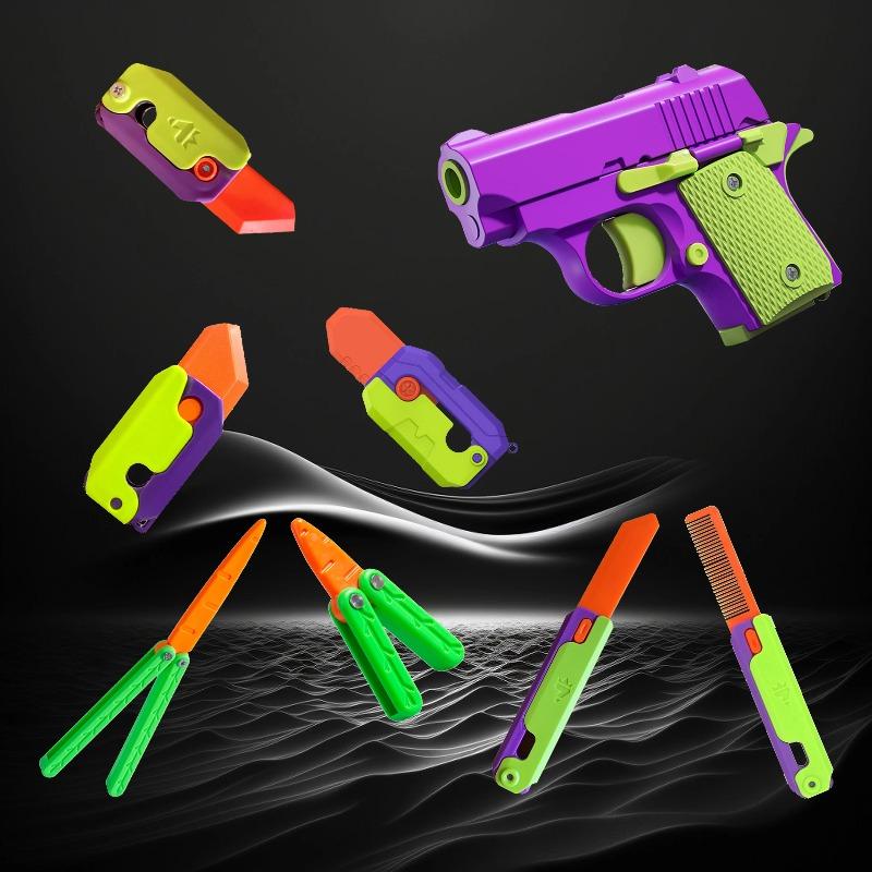 3D Печатная Морковка Гравитационные Ножи Игрушки-Антистресс Бабочка Складной Нож-Коготь Пластиковый Редис Пистолет Подарок для Парня