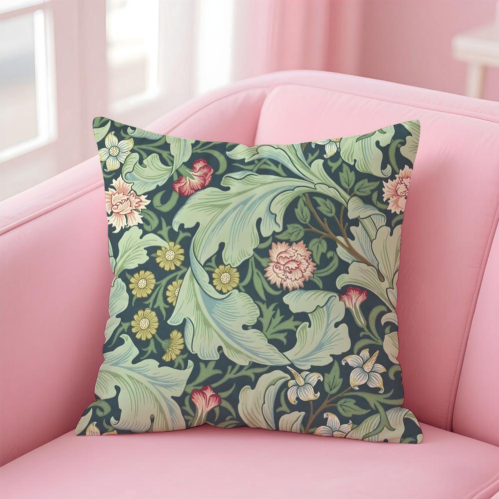 Art WWilliam Morris Cushion Cover Pillow Case Soft Skin Friendly Fabric Comfort Concealed Zipper