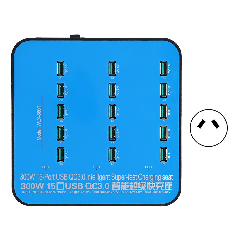 Интеллектуальная зарядная станция USB 15 портов QC3.0 Интерфейс быстрой зарядки 300 Вт