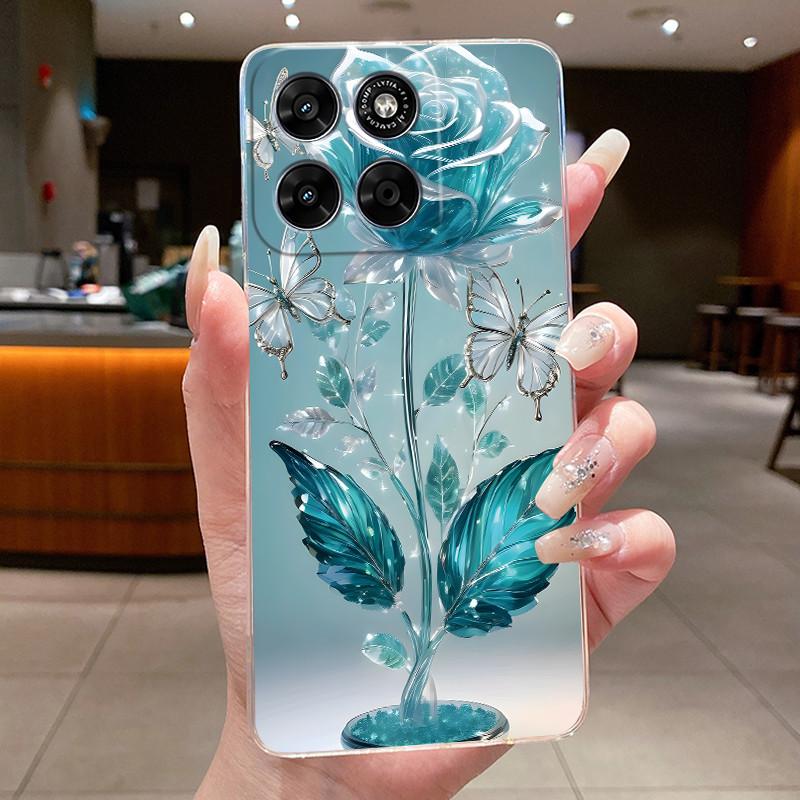 Phone Case For Motorola Moto G67 / Moto G77 Capa Coque Butterfly Bow Protective Casing Transparent Soft Silicone TPU Cover Funda