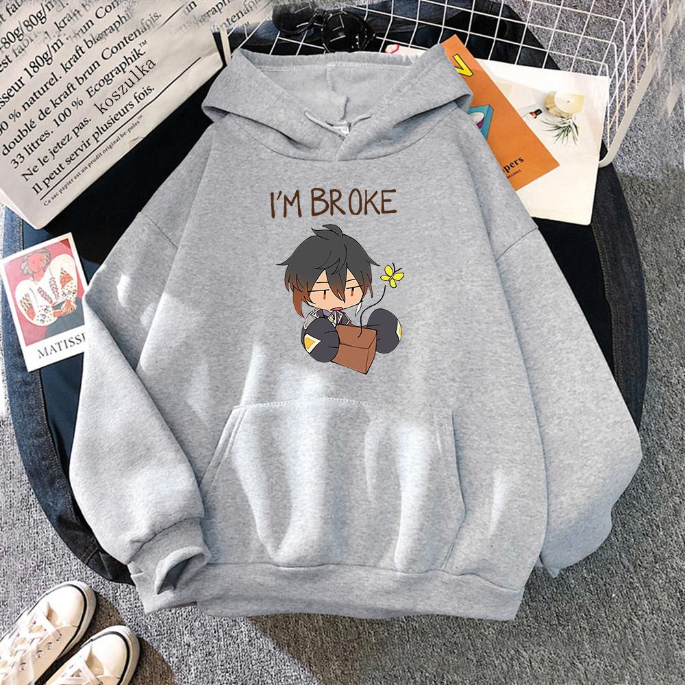Genshin Impact Zhongli Hoodie Women Funny Kawaii Graphic Hoodies Woman Harajuku Fleece Hooded Pullover Hoody Clothes Anime