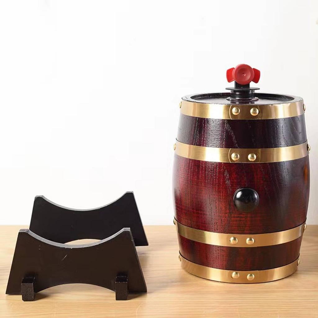 Wooden Vintage Barrel Hardwood Wood Oak Aging Barrel Oak Aging Cask with Stand Crafted by Hand Countertop Beer Keg Natural