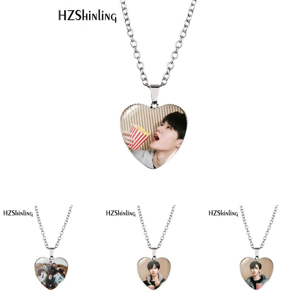 Bts Park Jimin Heart Shaped Pendant Necklace With Timeless Gemstone Charm In Alloy