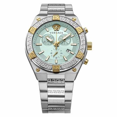 Часы SPORTY GRECA с черным циферблатом, кварцевые, ежедневные, водонепроницаемые, сапфировое стекло, 46 мм, VESO01223, серебристые [Versace] мужские [Товар]