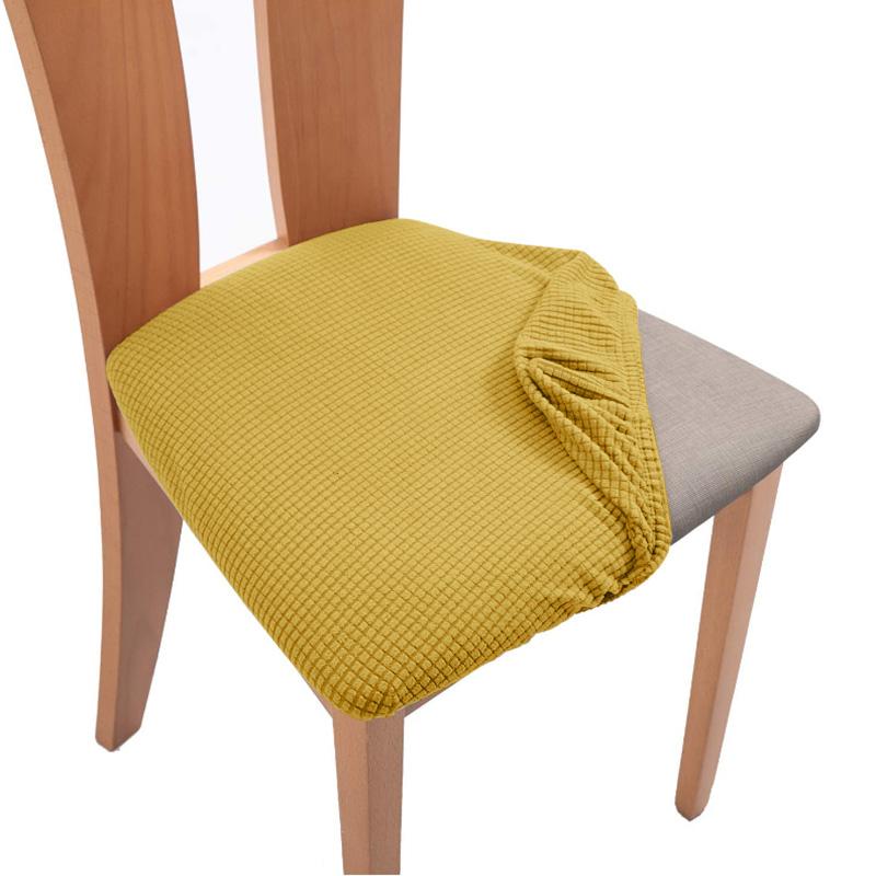Spandex Jacquard Chair Cushion Cover Dining Room Upholstered Cushion Solid Chair Seat Cover Without Backrest Furniture Protector