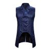 Men Vest Retro Sleeveless Slim Fit Mid Lengtn Irregular Hem Lapel Double-breasted Split Hem Soft Printed Loyal Gentlemen Medieval Waistcoat