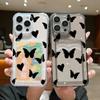 Ударопрочный прозрачный чехол для телефона с отделением для карт, рисунком в виде сердечек и бабочек для iPhone 16 Pro 15 14 13 Pro Max 12 11, мягкий силиконовый защитный тонкий чехол для линз