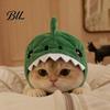 Functional Pet Grooming Accessory Cute Dinosaur Hat for Cats, Soft Plush Funny Cat Headwear Fashionable Apparel Daily Dressing with Shark Design,
