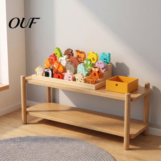 Animal Themed Letter Blocks Alphabet Puzzle Matching Game, Wooden Block, ABC Preschool Learning Toy for Toddlers Boys Girls Identification Toys