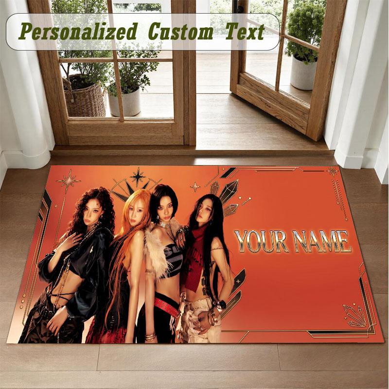 Crystal Velvet Square Rug Custom Nameaespa Pattern Non Slip Home Floor Decor Rug
