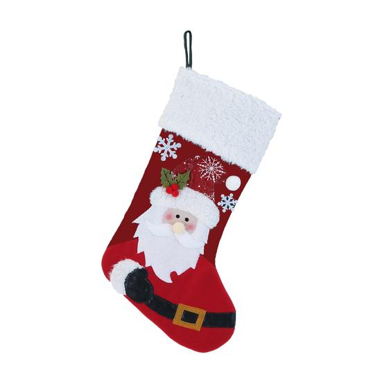 Christmas Stocking Snowman Santa Design Soft Xmas Stockings with Plush Cuff Fireplace Hanging Socks Candy Bag for Tree Fireplace
