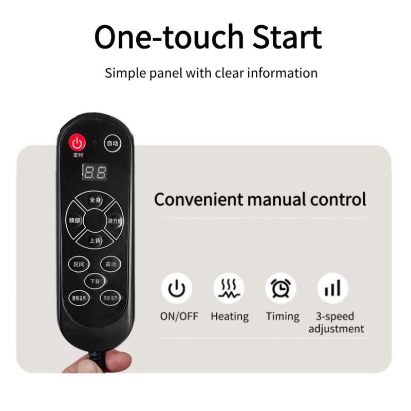 Электрический массажер для спины Вибрирующий массажный стул для шейного отдела позвоночника Подушка для сиденья для тела Шиацу С подогревом Разминающий Релаксация Для дома Офиса