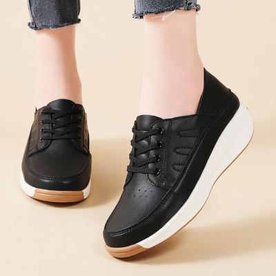 Туфли на платформе Женские кроссовки 2025 Новые туфли-лодочки на танкетке Повседневная обувь Женская шнуровка Противоскользящая повседневная обувь Zapatos De Mujer