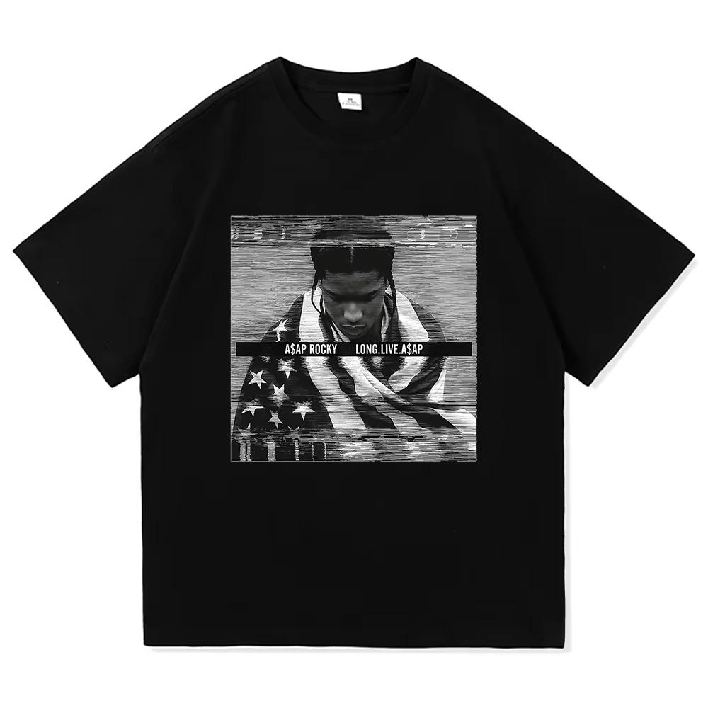 ASAP A AP ROCKY Уличный Хип-Хоп Рэп Футболка Унисекс Тяжелый Хлопок Свободная Маленький Вырез Дышащая Удобная Короткие Рукава