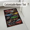 Car Van Theme Crystal Velvet Rug Personalized Custom Name Text Soft Floor Mat Home Decor