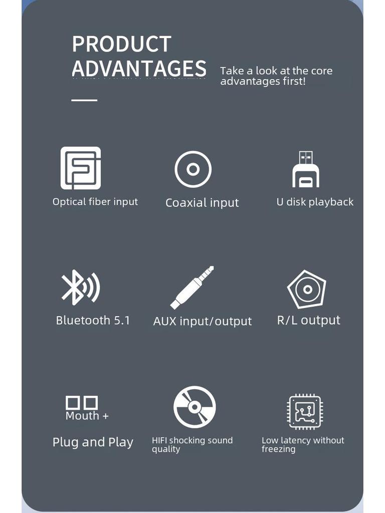 Приемник и передатчик Bluetooth 5.1: USB, AUX, оптический, коаксиальный - ЦАП цифро-аналоговый преобразователь
