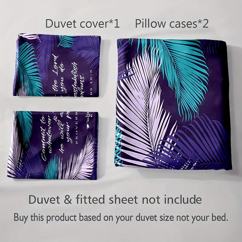 Tropical leaf motif Bedding Duvet cover sets Duvet covers Pillowcases gifts (1 * Duvet Cover 2 * Pillowcases, without duvet insert)