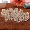 Silver Plated Floral Flowers Bride Hair Accessories Handmade Crystal Bridal Starry Wedding Hair Comb Rhinestone Tiaras Crown
