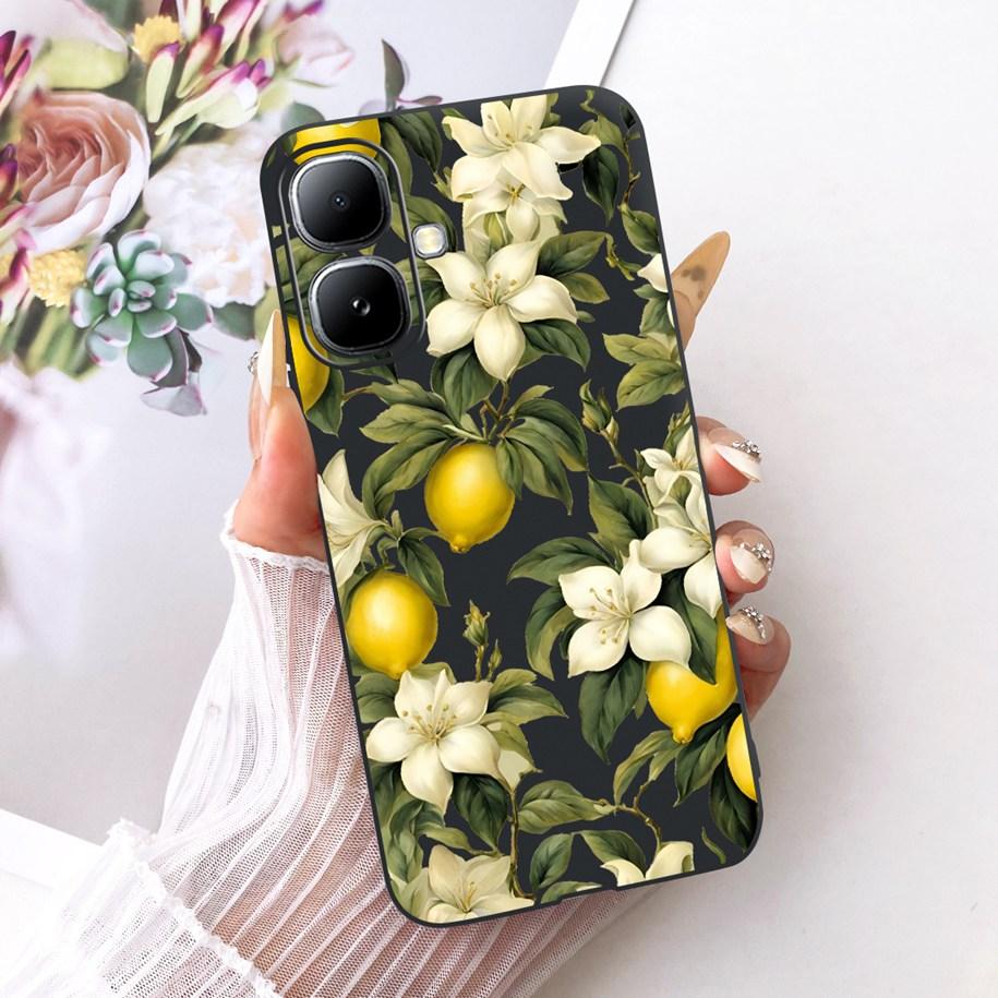 For Infinix Smart 20 4G Case New Fashion Flower Pattern Soft Black Silicone Phone Cover For Infinix Smart 20 Bumper Smart20 Para