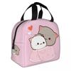 Cute Peach And Goma Cartoon Insulated Lunch Bags Thermal Bag Meal Container Mocha Mochi Peach Cat Lunch Box Tote Food Handbags