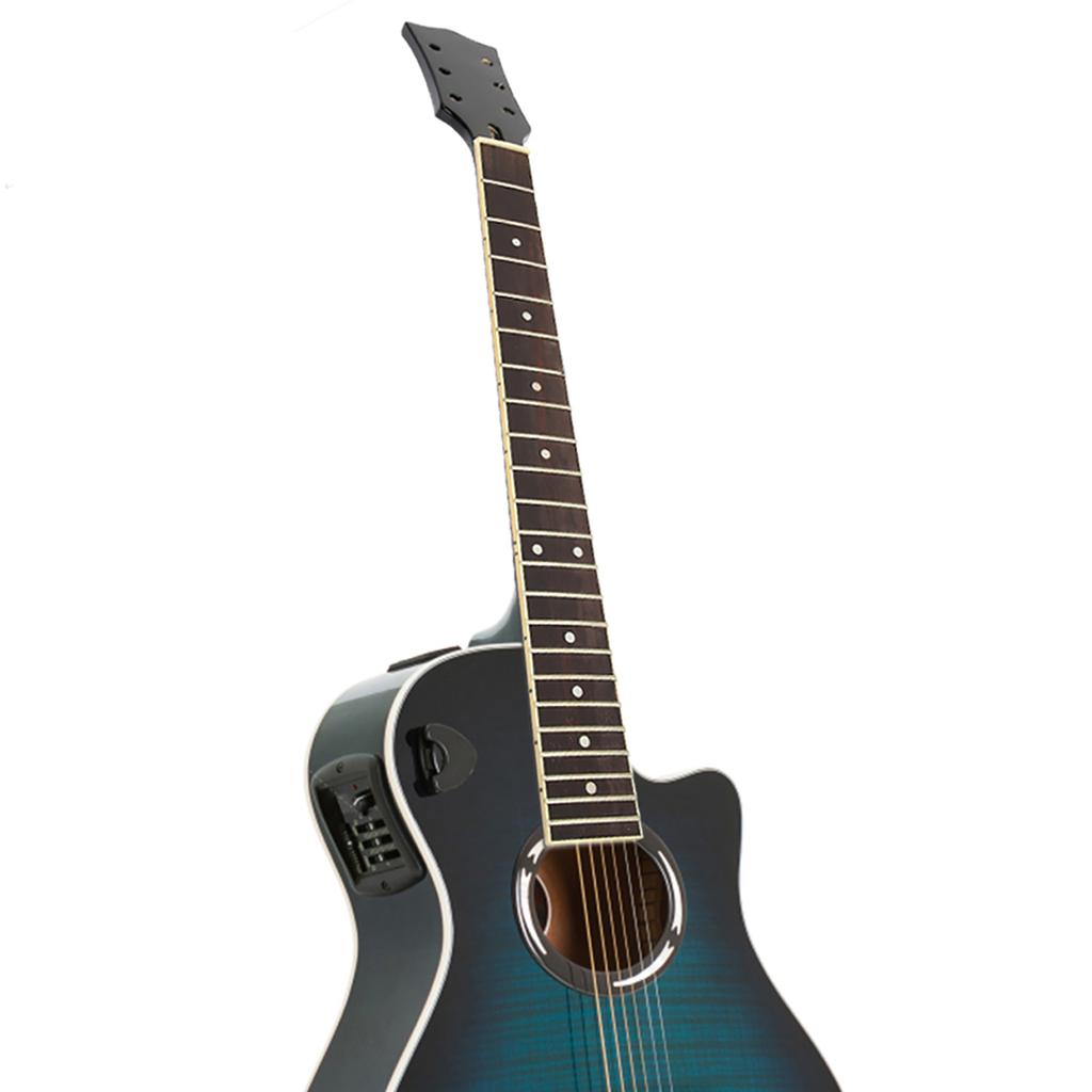 Wooden Folk Guitar Neck Fretboard Musical Instrument Part Black and White